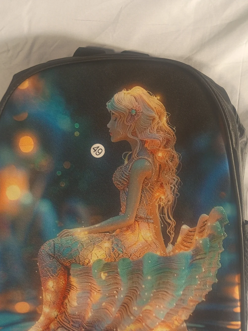 Mermaid Graphic Backpack with Pastel Pencil Case